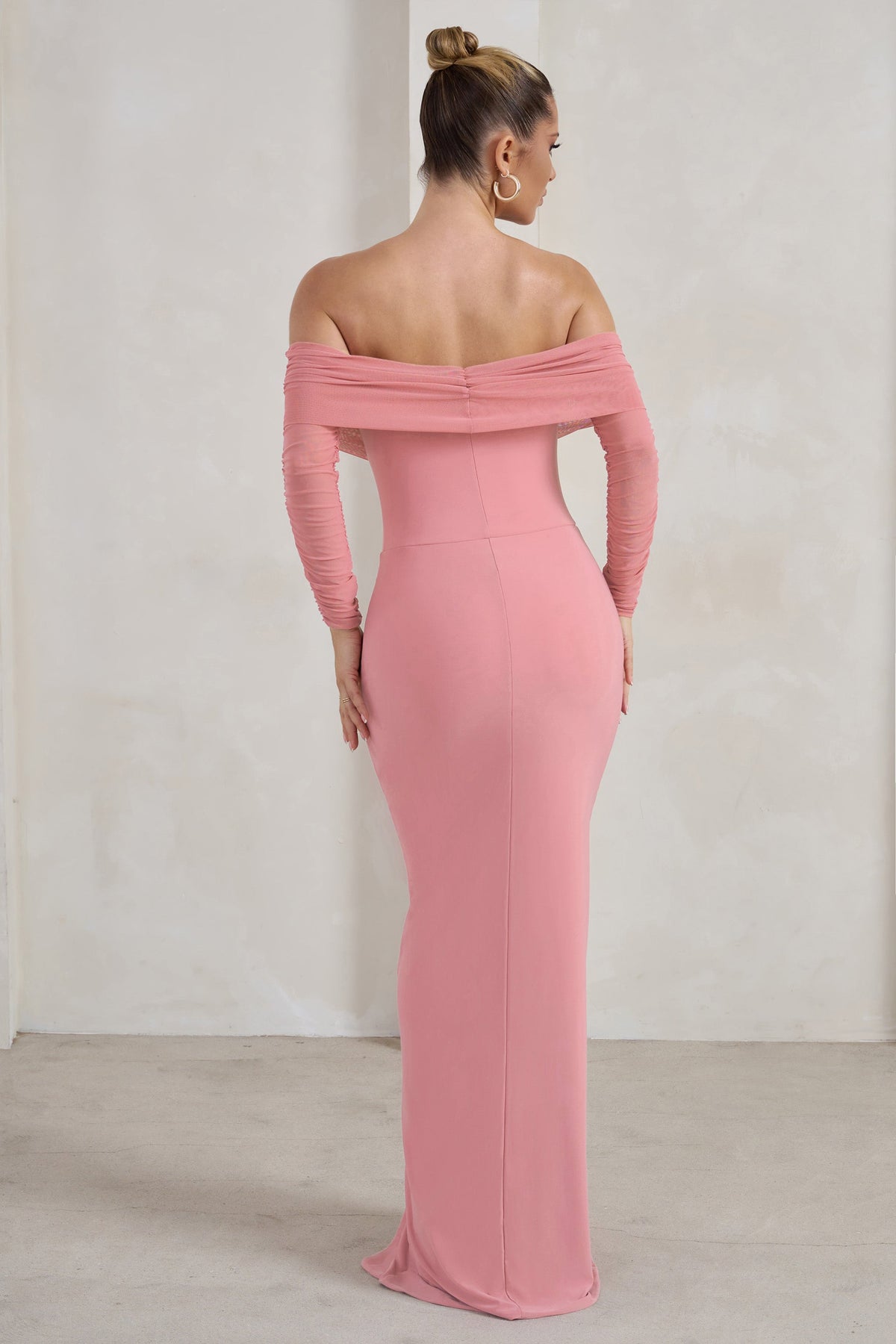 pink long sleeve maxi dress